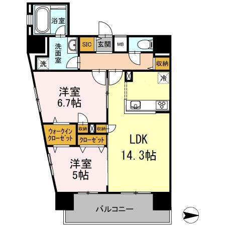 D-ROOM早稲田(2LDK/13階)の間取り写真