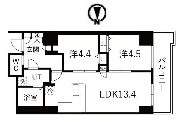 シティコート目黒(2LDK/5階)の間取り写真