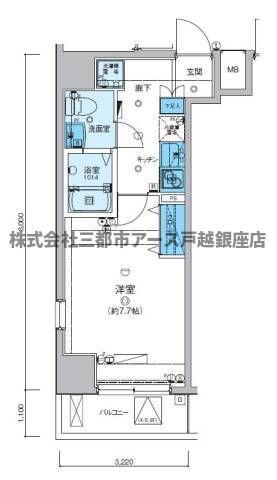リヴシティ大森町(1K/8階)の間取り写真