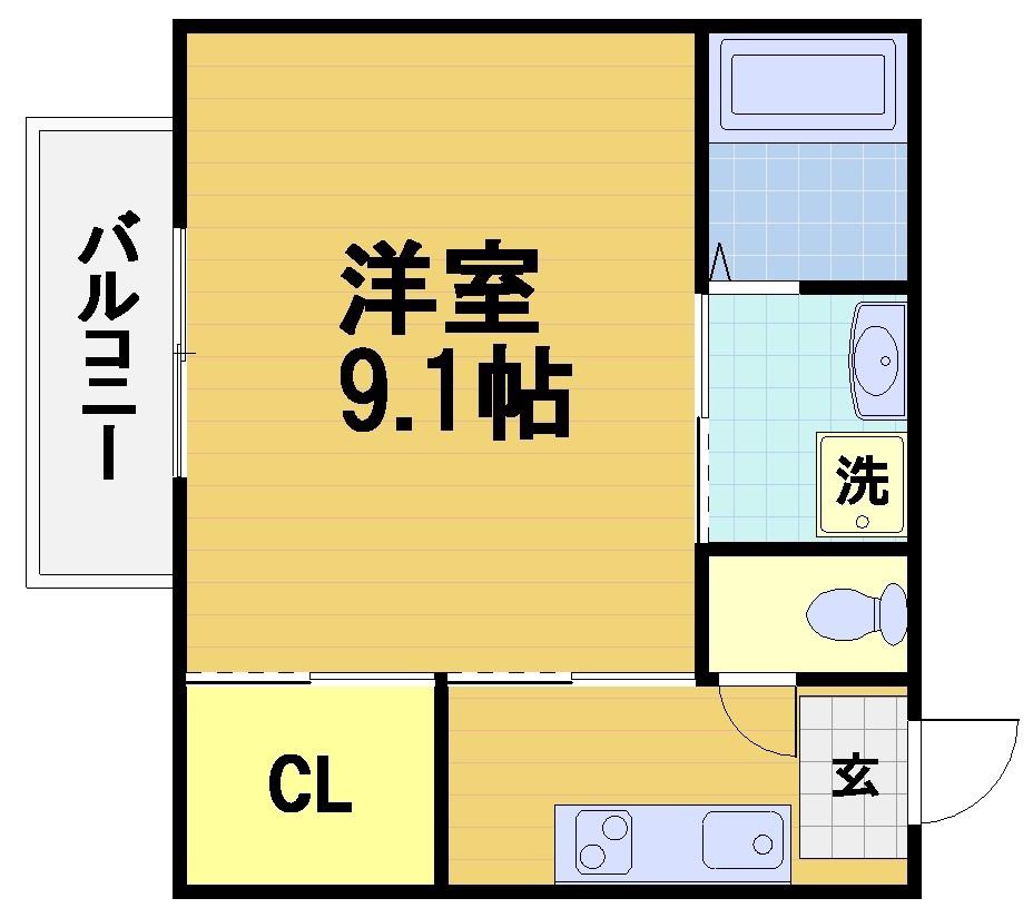 ヴィラージュ桂(1K/2階)の間取り写真