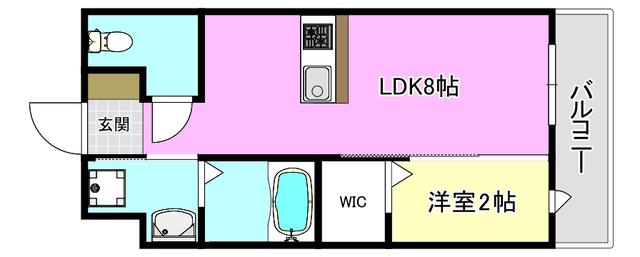 リアコート千里丘IIノース(1LDK/2階)の間取り写真