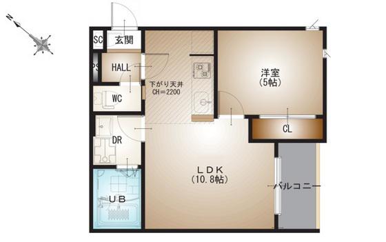 REGALEST 牛田本町(1LDK/2階)の間取り写真