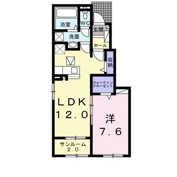 M.D.パレス Ⅶ(1LDK/1階)の間取り写真