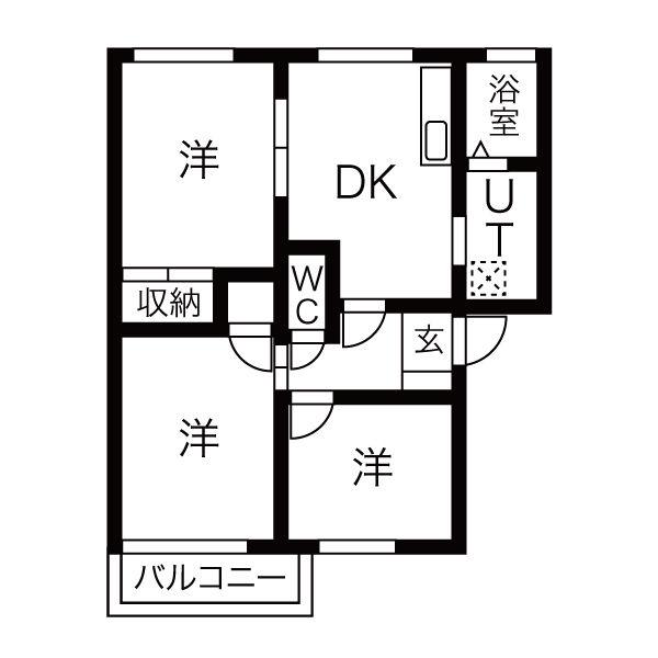 コートビレッジ押沢台(3DK/2階)の間取り写真