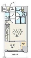 クレストコート北千住レジデンス(1LDK/3階)の間取り写真