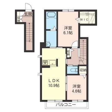 アイアンワークス SHAMAISON(2LDK/2階)の間取り写真