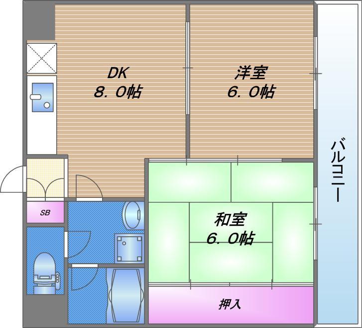 リバーシティ久(2LDK/8階)の間取り写真