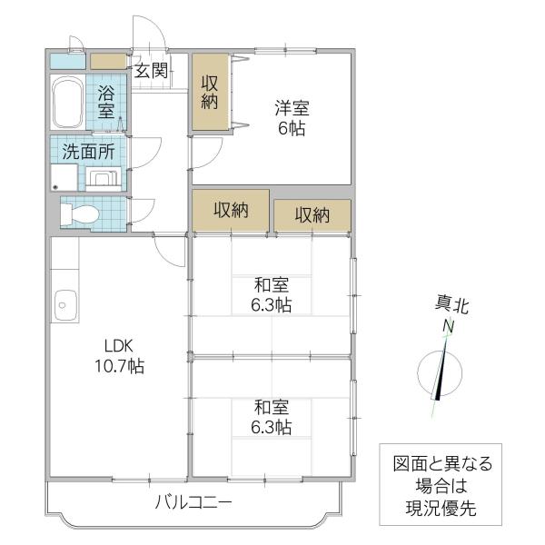 アムール(3LDK/2階)の間取り写真