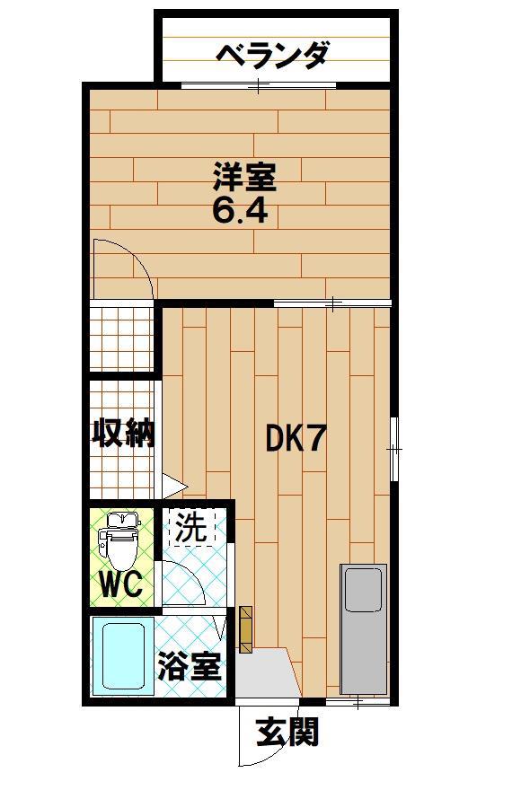 メゾンあらけ(1DK/2階)の間取り写真