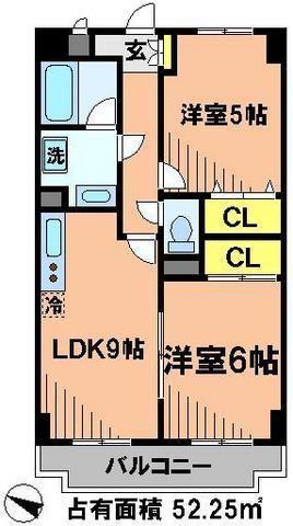 インシュランスBLDG 2(2LDK/8階)の間取り写真