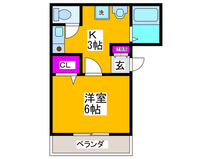 NM DEUX(1K/2階)の間取り写真
