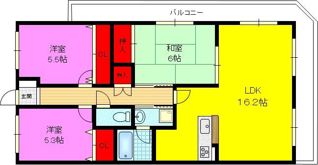 ブランチ913(3LDK/6階)の間取り写真