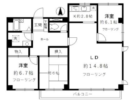 メゾンガーデニア(3LDK/2階)の間取り写真