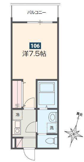 MELDIA入間市 III(1K/1階)の間取り写真