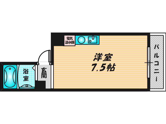 ブランデール長田(ワンルーム/3階)の間取り写真