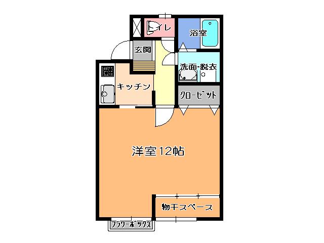 ハイツSE A棟(1K/2階)の間取り写真