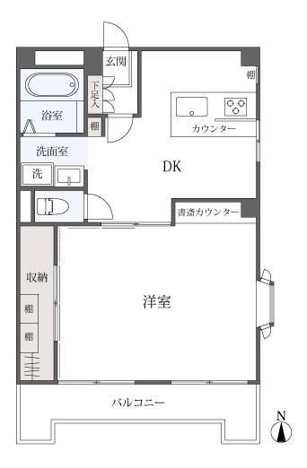 宏栄ハイツ(1DK/6階)の間取り写真