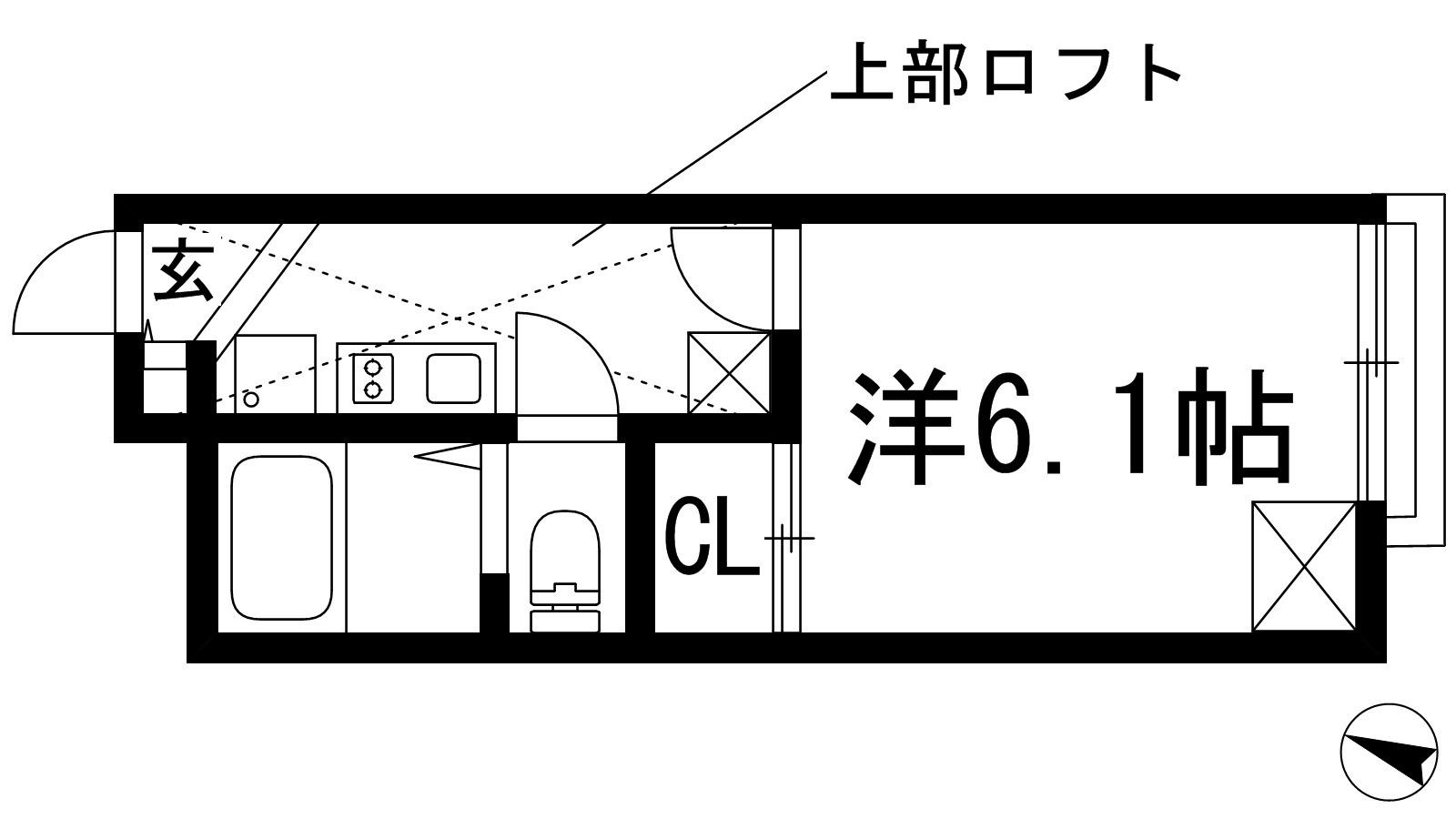 サニーガーデン宝塚(1K/2階)の間取り写真