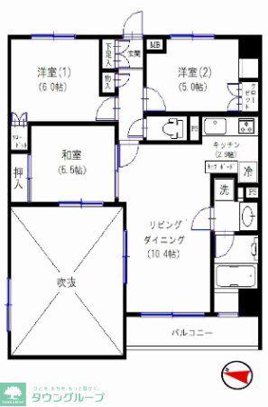サンクレイドル府中ヴェルブランシェ(3LDK/4階)の間取り写真