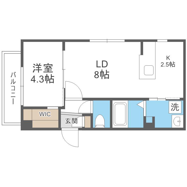 LCREATE新さっぽろ(1LDK/5階)の間取り写真