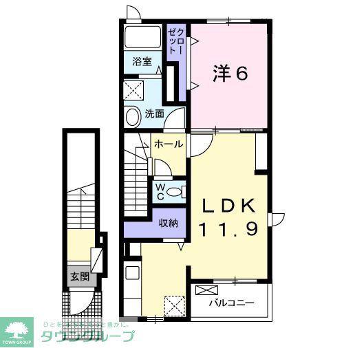 ブラウニーメゾンF(1LDK/2階)の間取り写真