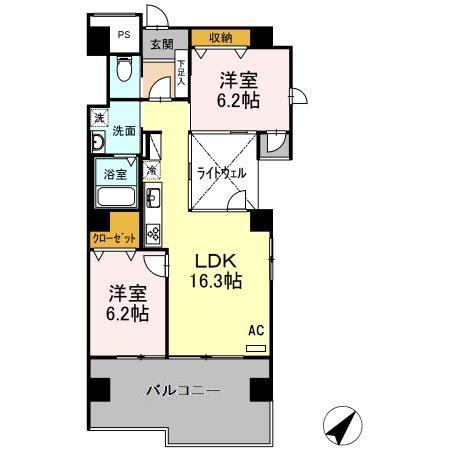 イーストタウン 和(2LDK/2階)の間取り写真