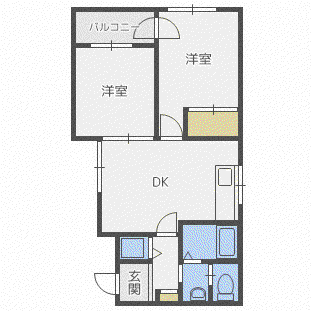 αNEXT札幌第14(2LDK/3階)の間取り写真