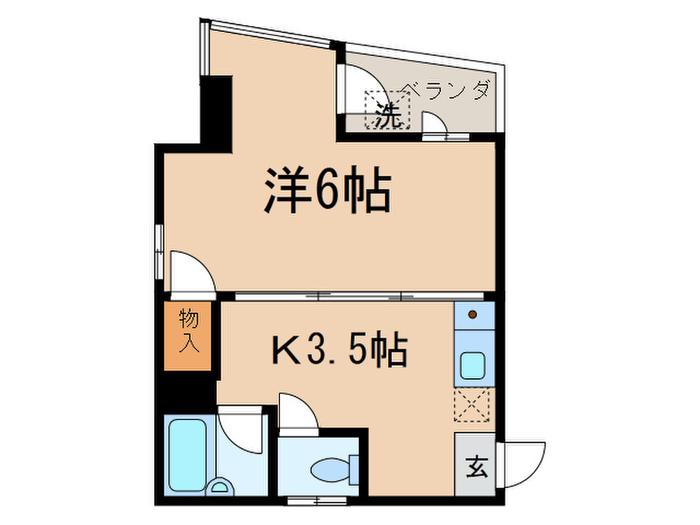 バスクコート(1K/5階)の間取り写真