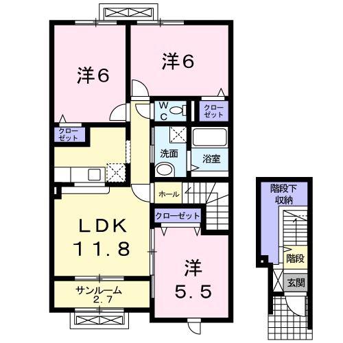 デスパシオ(3LDK/2階)の間取り写真