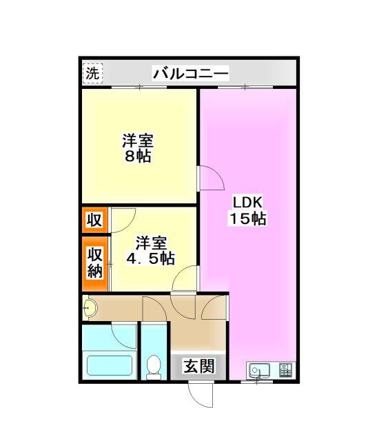 石川ハイツI(2LDK/1階)の間取り写真