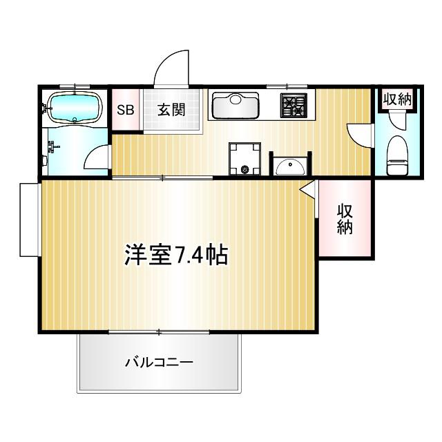 ウィリングII(1K/2階)の間取り写真