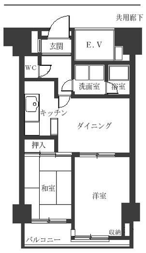 セントラルハイツ熊谷(2DK/4階)の間取り写真