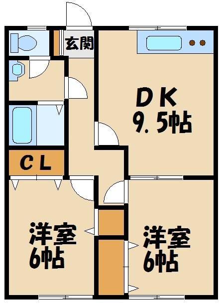 ウエストプラザIII(2LDK/1階)の間取り写真