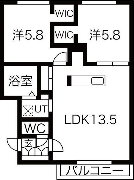 エルヴェールV(2LDK/2階)の間取り写真