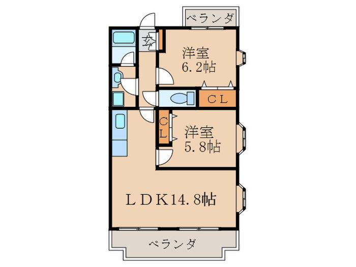 CHEZ LA MERE(2LDK/3階)の間取り写真