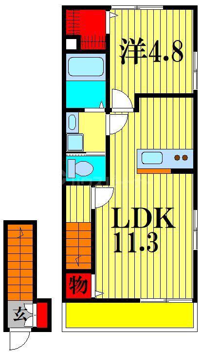 イースト IRIS(1LDK/2階)の間取り写真
