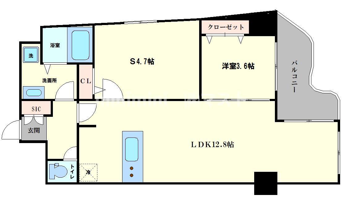 レジディア堺筋本町プレイス(1SLDK/8階)の間取り写真