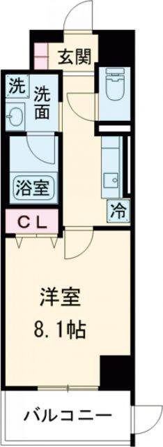 VIVACE三国ヶ丘(1K/1階)の間取り写真