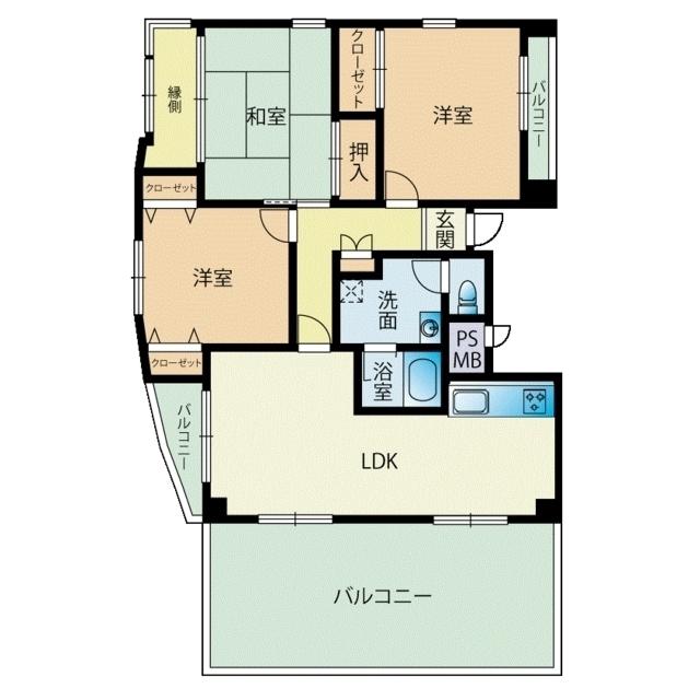 アンソール室見(3LDK/4階)の間取り写真