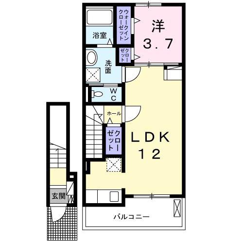 ワンダフル パートナー ISO(1LDK/2階)の間取り写真