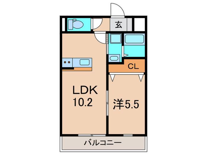 ベルドミール西野(1LDK/2階)の間取り写真