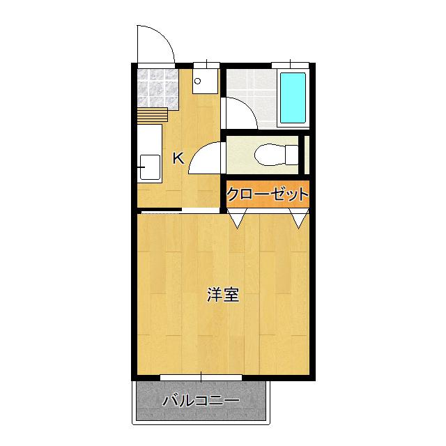 岩間ハイツ(1K/2階)の間取り写真