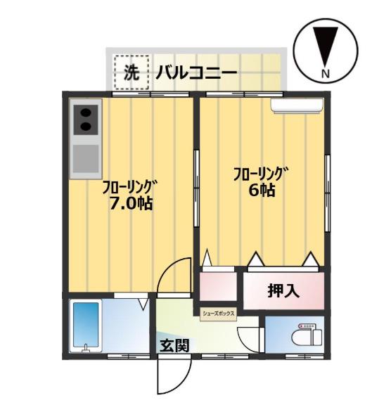 コーポ大井(1DK/2階)の間取り写真