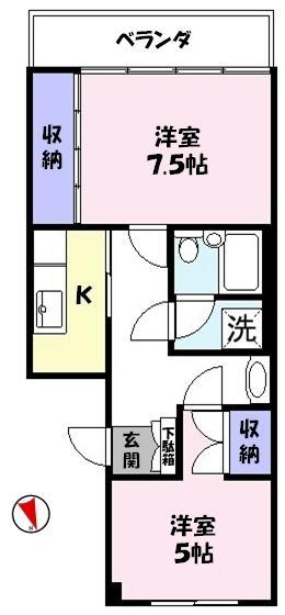 リッツハイム都(2K/2階)の間取り写真