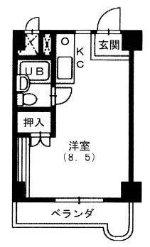 アップル第2マンション(ワンルーム/3階)の間取り写真