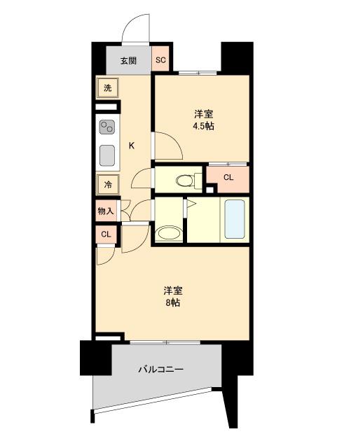 HF仙台長町レジデンス(2K/4階)の間取り写真