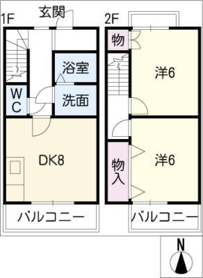 エル メゾネット 西(2DK/2階)の間取り写真