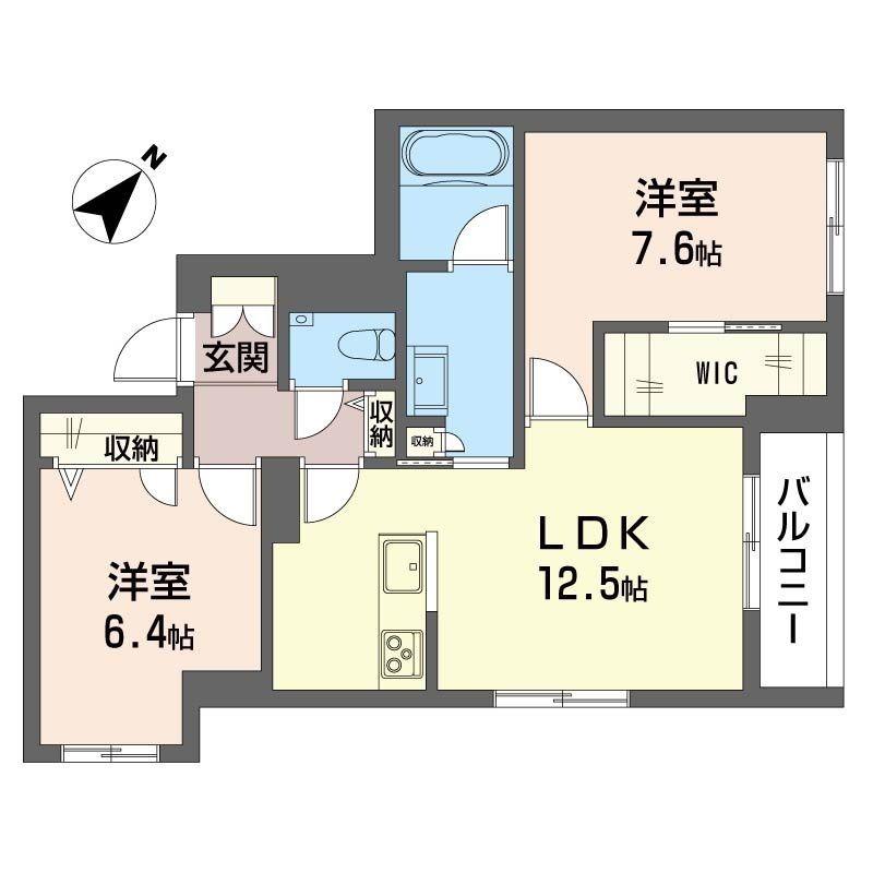 フォス 渋谷笹塚(2LDK/2階)の間取り写真