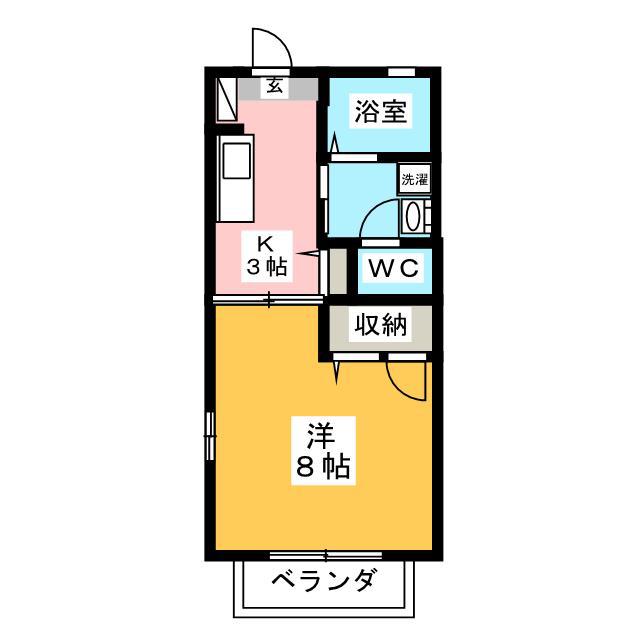 シャテロA(1K/2階)の間取り写真
