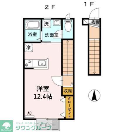 アークグレイスⅢ(ワンルーム/2階)の間取り写真